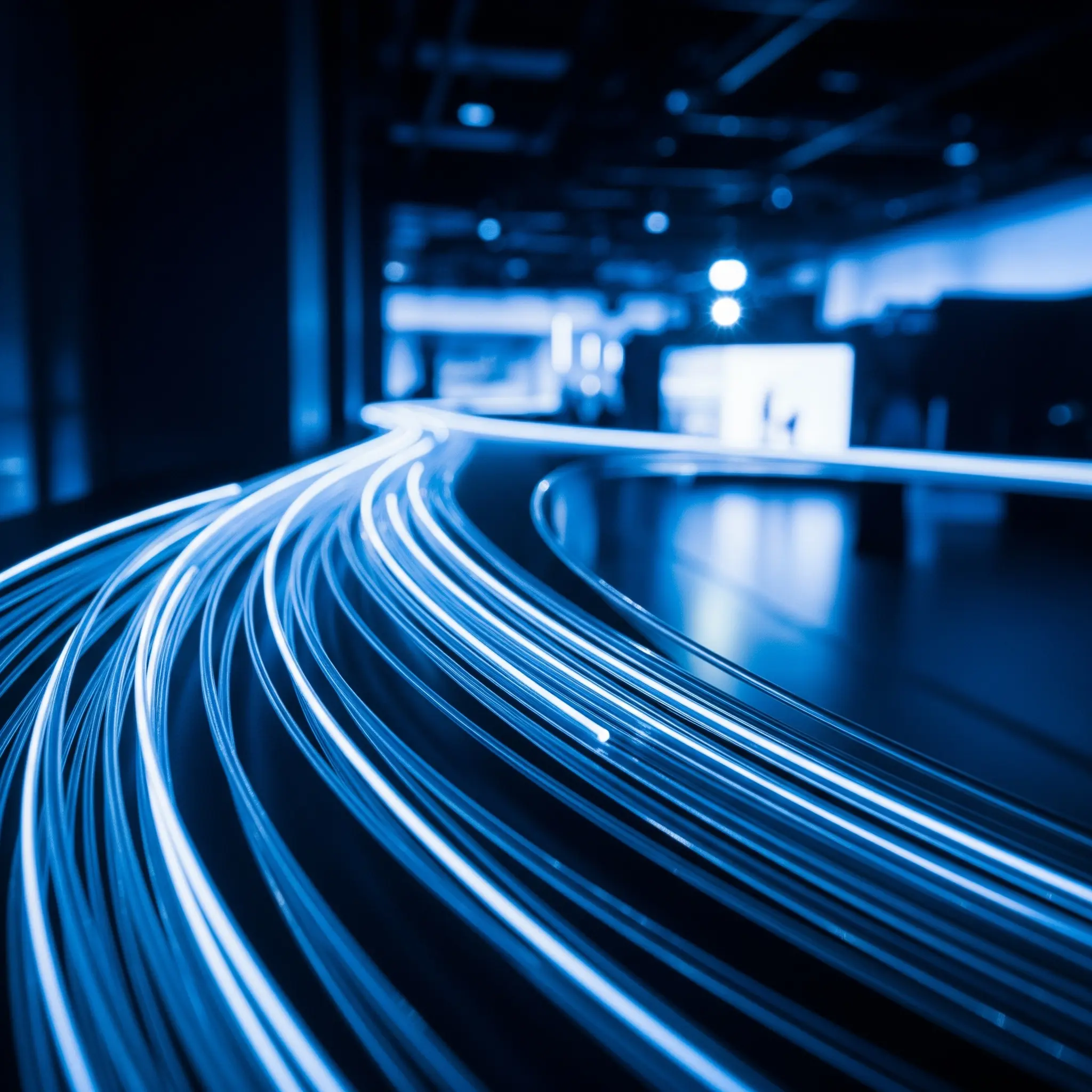 Leuchtende Glasfaserkabel für schnelle Event-Netzwerke